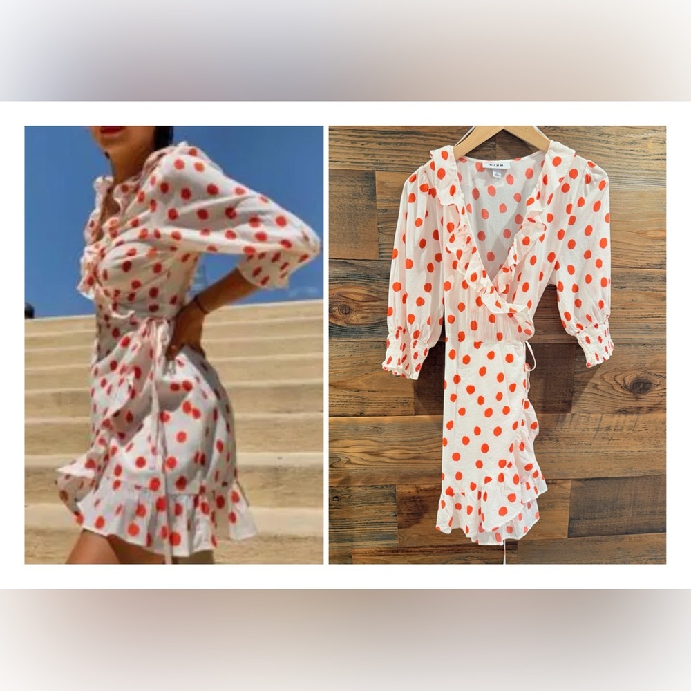 Polka Dot Ruffle Wrap Dress
